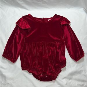 Baby Girl Red Velvet Festive Christmas Long Sleeve Romper